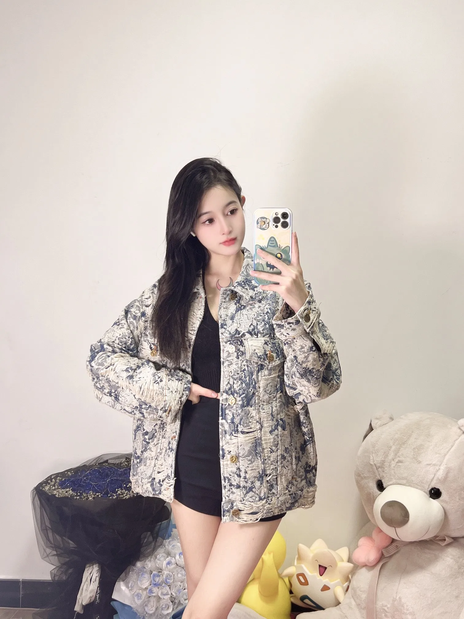 Louis Vuitton/Louis Vuitton Retro floral fringed denim jacket